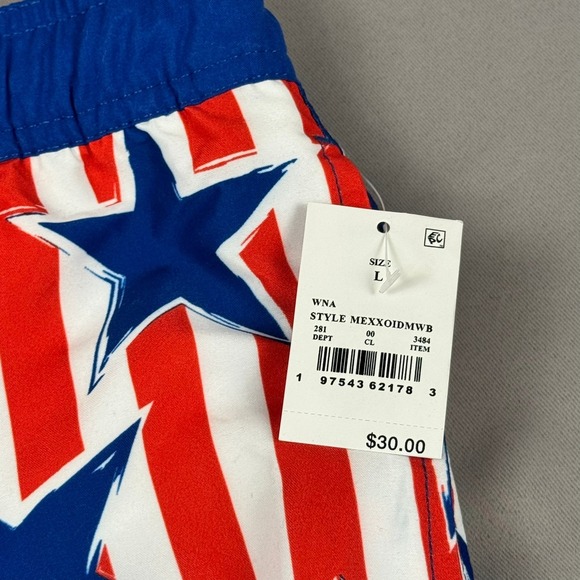 Mad Engine Mens Stars and Stripes Swim Trunks Red White Blue Patriotic Large NEW - Picture 3 of 6